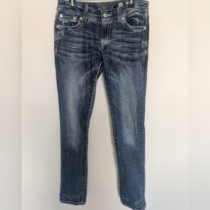 Miss Me Straight Jeans Women’s Size 30 Embellished Distressed Medium Wash